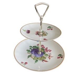 VINTAGE ISRAEL NAAMAN PORCELAIN 2-TIERED CANAPE/DESERT DISH/TRAY